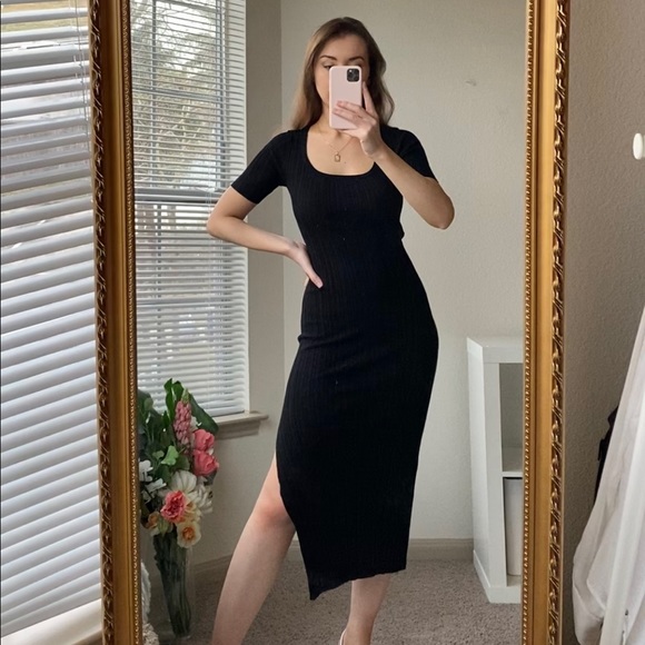 Nwt Glassons Open Back Rib Knit Midi 